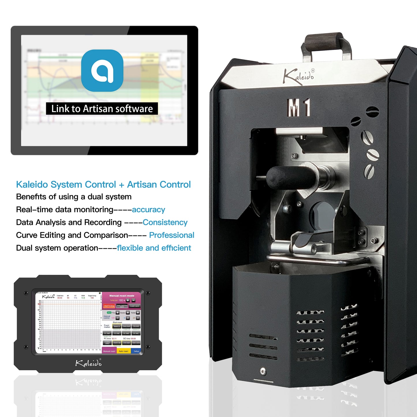 M1S Dual system Electric Coffee Roaster 50-200g (Kaleido & Artisan System)