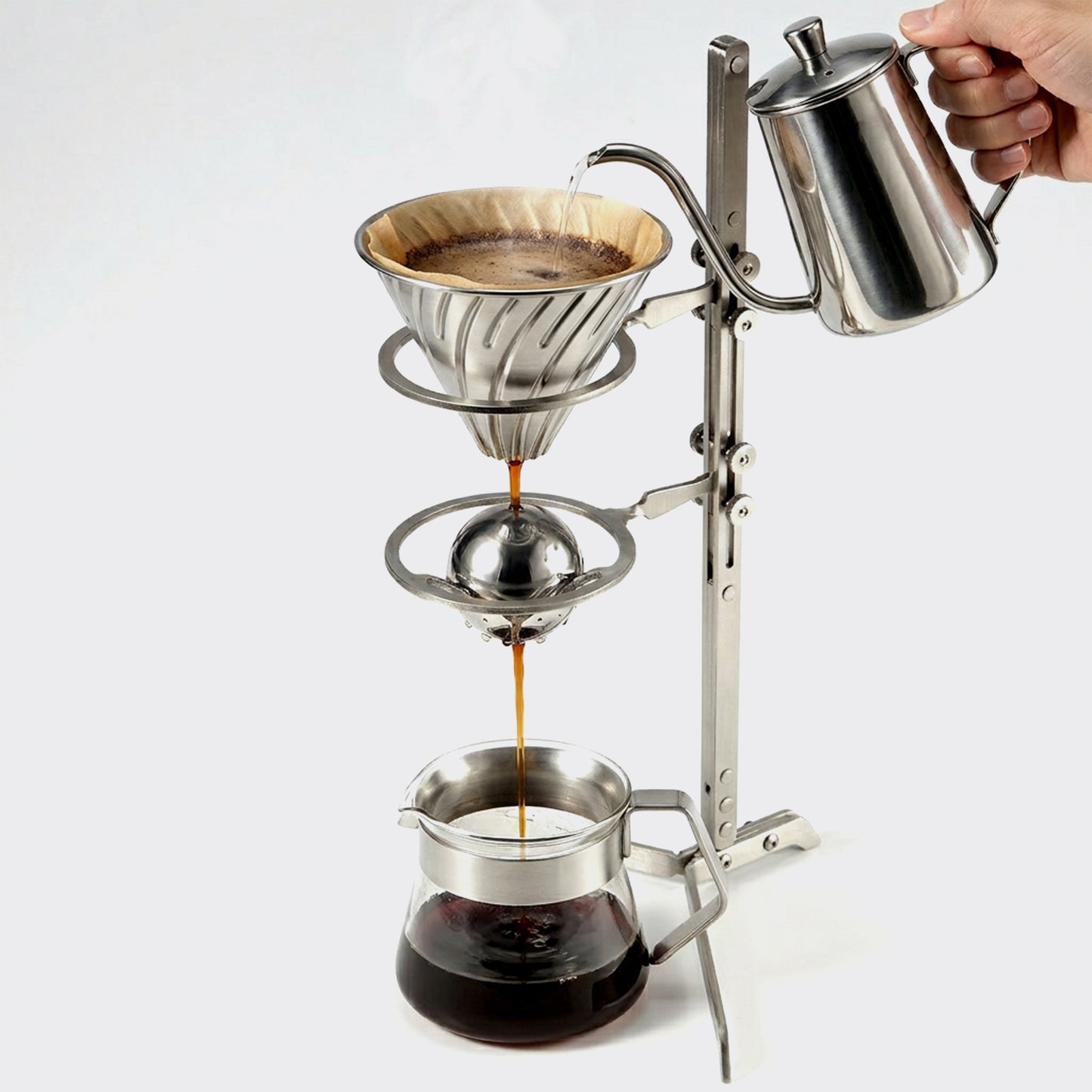 Adjustable Stainless Steel Pour-Over & Cold Drip Coffee Stand